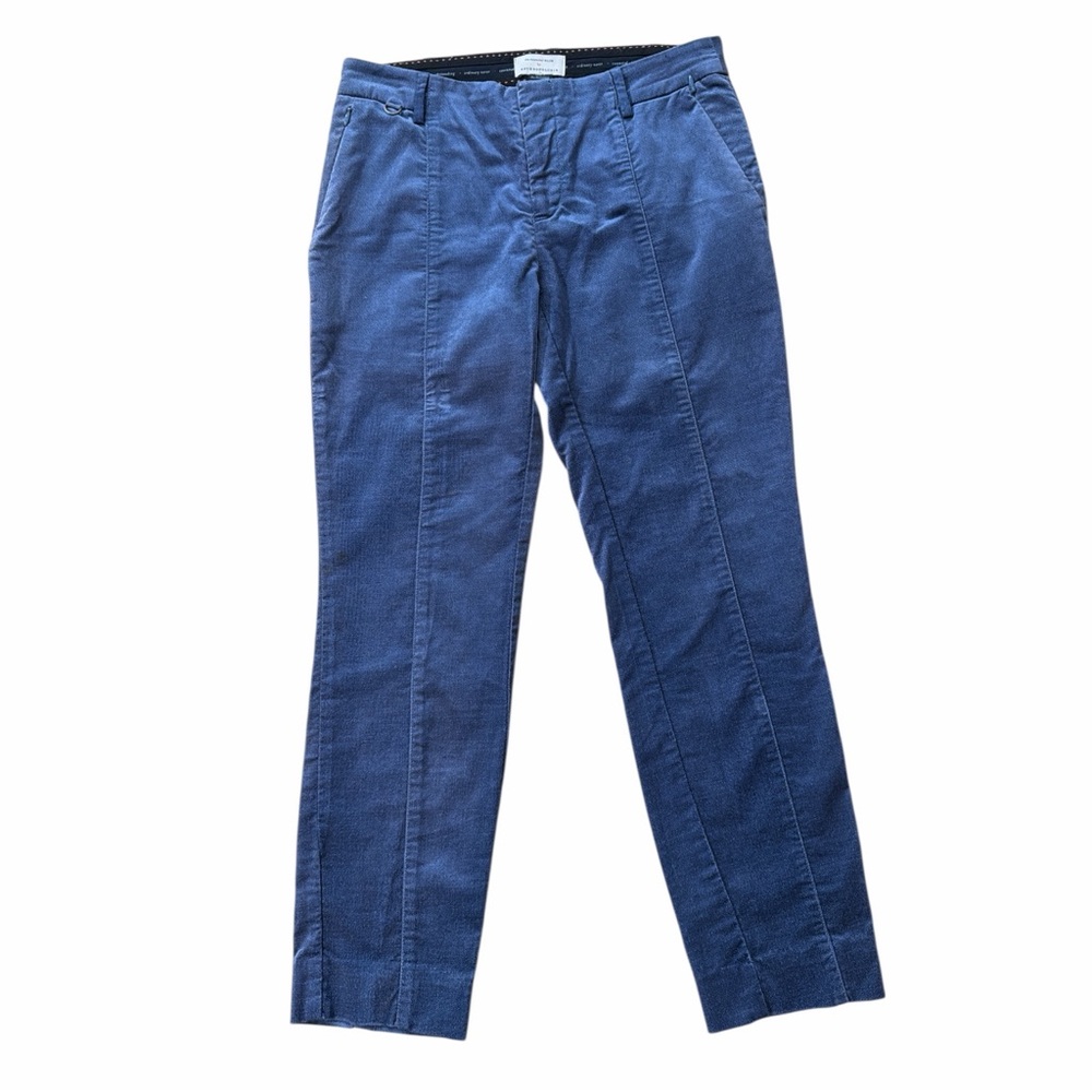 Anthropologie The Essential Slim Velvet Blue Pants